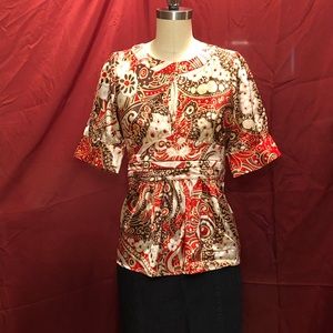 BCBGMaxAzaria Satin Keyhole Blouse Small